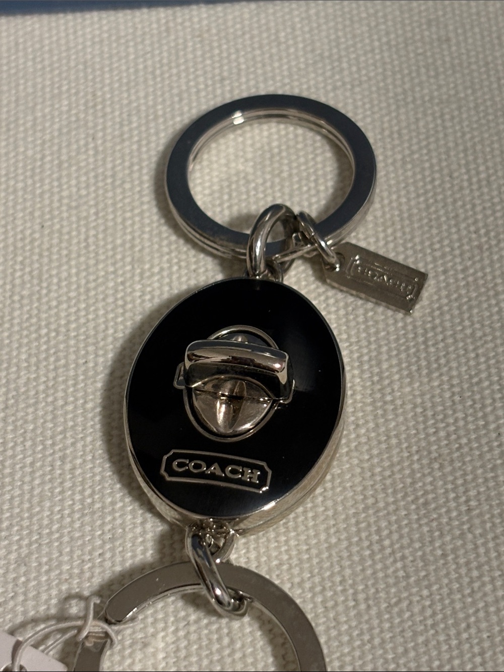 NWT Coach Vintage Turnlock Black Dual Fob Bag Charm